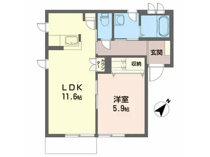 ファミール千田IIA(1LDK/1階)の間取り写真