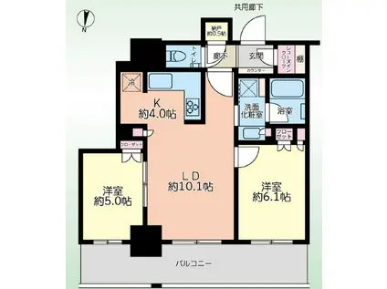 プラウドタワー金町(2LDK/15階)の間取り写真