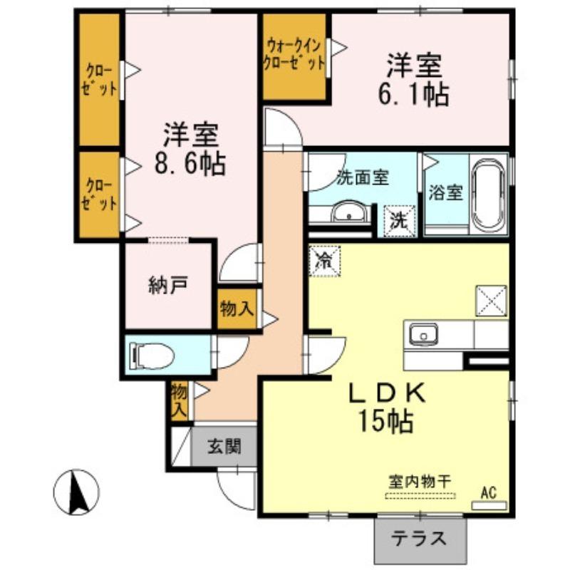 エスポワール真伝(2LDK/1階)の間取り写真