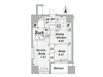 メイクスデザイン新宿(2DK/10階)の間取り写真