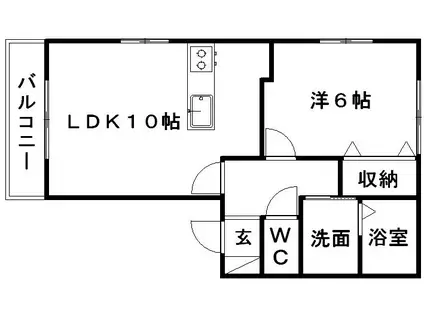 レインボールート(1LDK/2階)の間取り写真