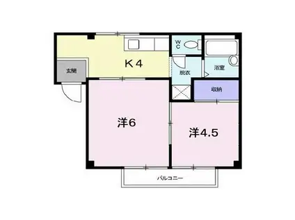 ファミールわかば(2K/1階)の間取り写真