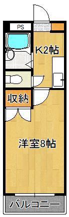 グランドール富士見(1K/6階)の間取り写真