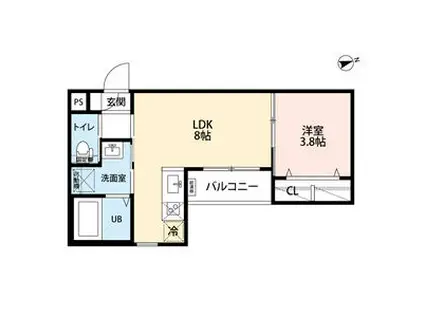 ROBOT HOME 鶴里 THE PARK(1LDK/3階)の間取り写真