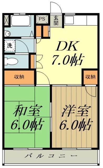 プラムヒル(2DK/3階)の間取り写真