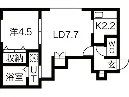 アプリーラ青葉A棟(1LDK/2階)の間取り写真