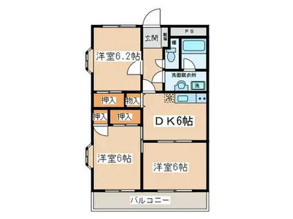 シャルマンII(3DK/4階)の間取り写真