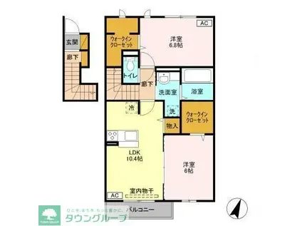 メゾンレーヴ(2LDK/2階)の間取り写真