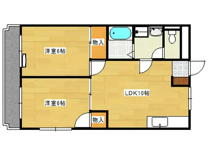 岡野ビルII(2LDK/3階)の間取り写真