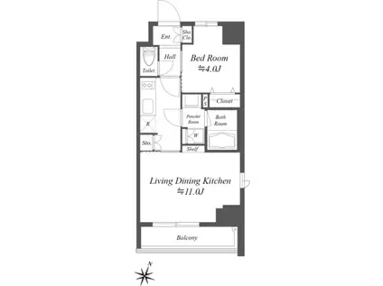 GRAN PASEO 笹塚(1LDK/4階)の間取り写真