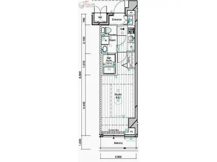 メインステージ二子多摩川(1K/2階)の間取り写真