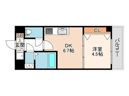 ONE ROOF FLAT FUKUSHIMA(1DK/10階)の間取り写真