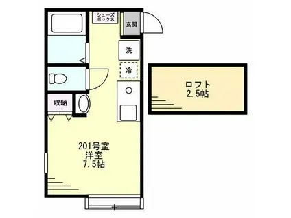 HILLTOP杉田(ワンルーム/2階)の間取り写真