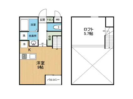 グランツ琴平(ワンルーム/2階)の間取り写真