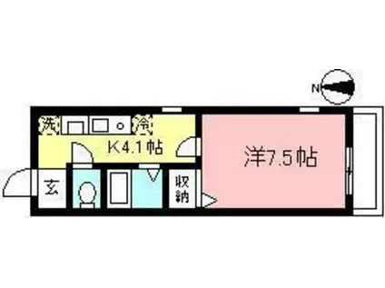 ハイツ下北沢(1K/1階)の間取り写真
