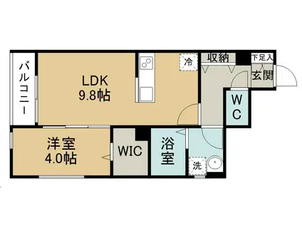 ピュアランド福室(1LDK/1階)の間取り写真