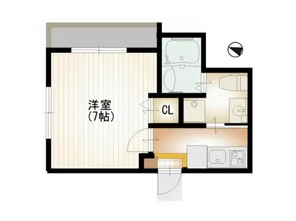 クローバー八番館(1K/4階)の間取り写真