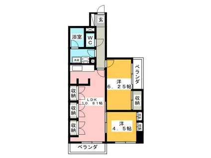 ヒラソル横濱(2LDK/1階)の間取り写真