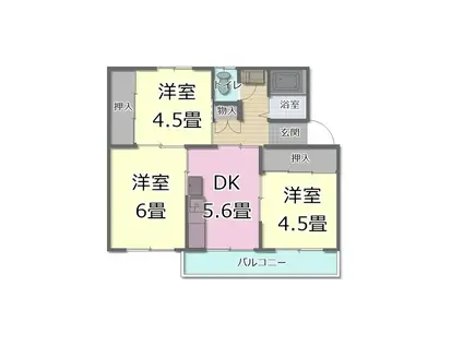 ドミールサニー下松(3DK/2階)の間取り写真