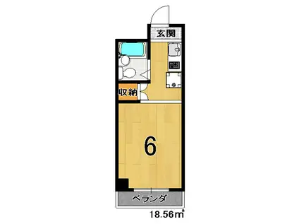 シャトーニシムラ(ワンルーム/4階)の間取り写真