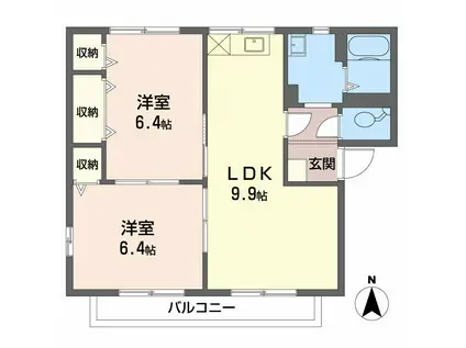 フレグランス上杉(2LDK/2階)の間取り写真