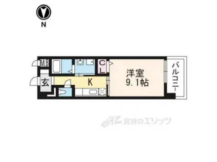 シカタ シャンブレットⅡ(1K/2階)の間取り写真