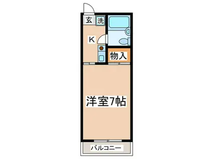 コーポK(1K/1階)の間取り写真