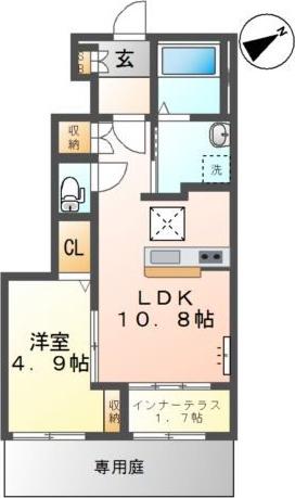 フルール伊都(1LDK/1階)の間取り写真