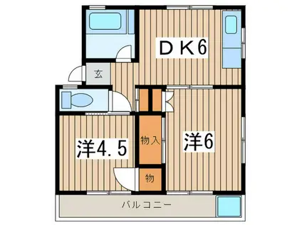 田辺マンション鶴間(2DK/1階)の間取り写真