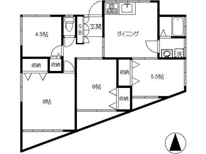 ハウスポート鷺宮三丁目(4DK/2階)の間取り写真