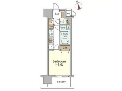 ジオエント福島野田レジデンス(1K/13階)の間取り写真