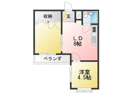 エルドラド香貫(2DK/4階)の間取り写真