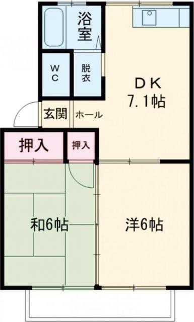 スカイコーポI(2DK/1階)の間取り写真