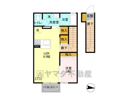 ヴィクトワールⅡ B(1LDK/2階)の間取り写真