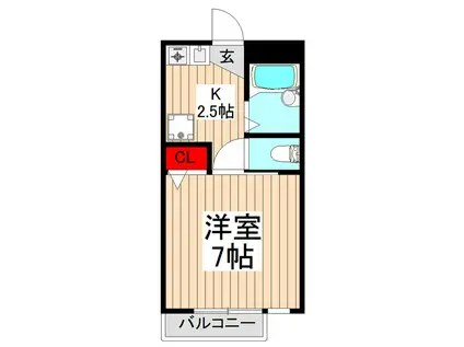 グローリアスII(1K/1階)の間取り写真