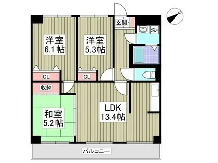 アスリートタウンKOIZUMI(3LDK/5階)の間取り写真