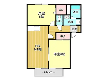 グランシャリオA(2DK/2階)の間取り写真