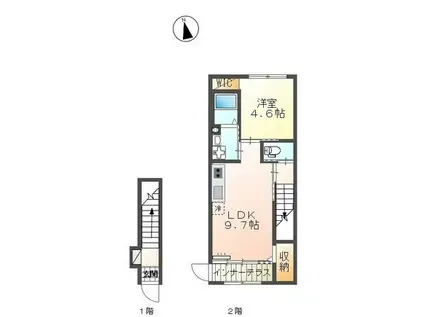 ウィステリアVII(1LDK/2階)の間取り写真