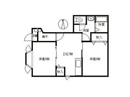 ラヴィ・カレン(2DK/1階)の間取り写真