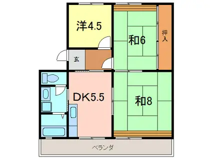 北町マンション(3DK/3階)の間取り写真