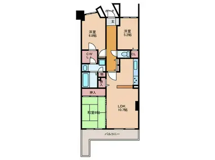 エバーランドシティ新泉北2番館(3LDK/12階)の間取り写真