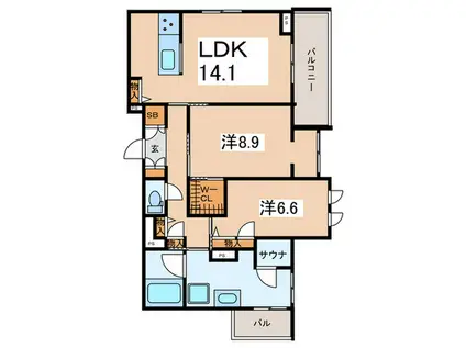 ヴィクトワール海老名(2LDK/2階)の間取り写真