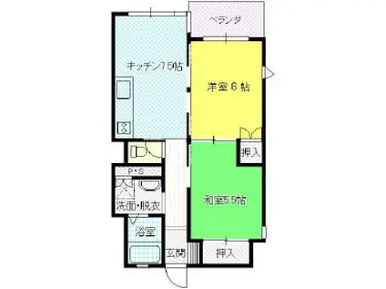 夕顔瀬マンション(2DK/5階)の間取り写真