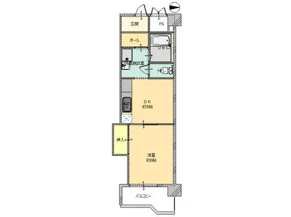 パールマンション(1DK/2階)の間取り写真