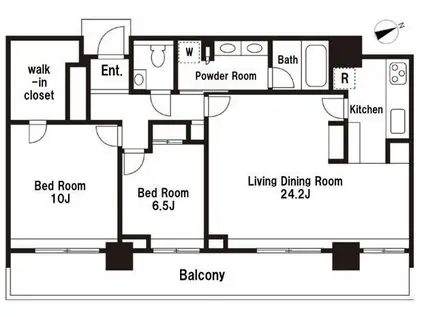 パークコート六本木ヒルトップ(2LDK/25階)の間取り写真