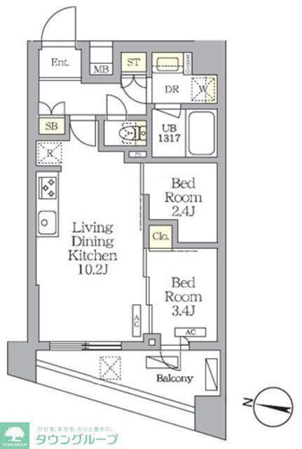 NOGATA RESIDENCE(2LDK/5階)の間取り写真