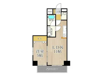 R-IIコート(1LDK/6階)の間取り写真