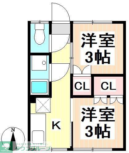 千代荘(2K/2階)の間取り写真