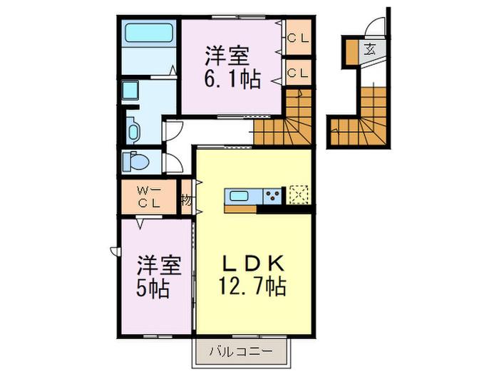 エタン・リジエール A棟(2LDK/2階)の間取り写真
