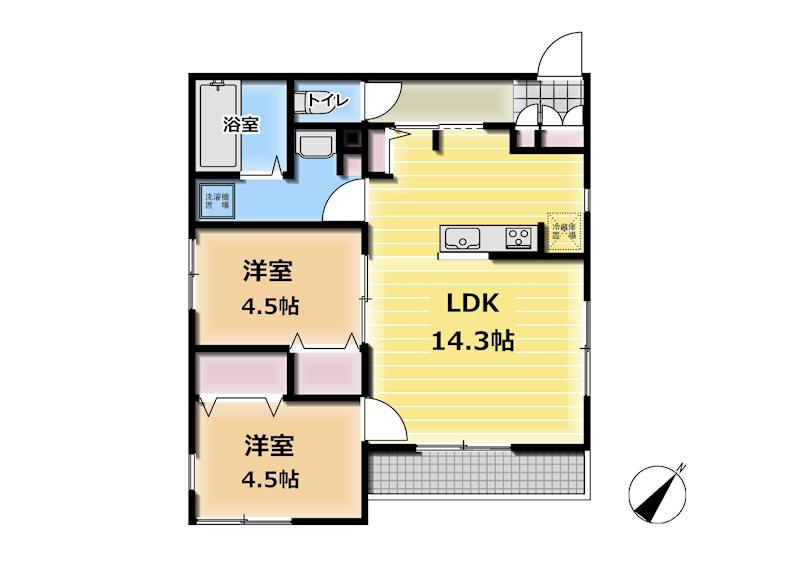 松風ハイツII(2LDK/2階)の間取り写真